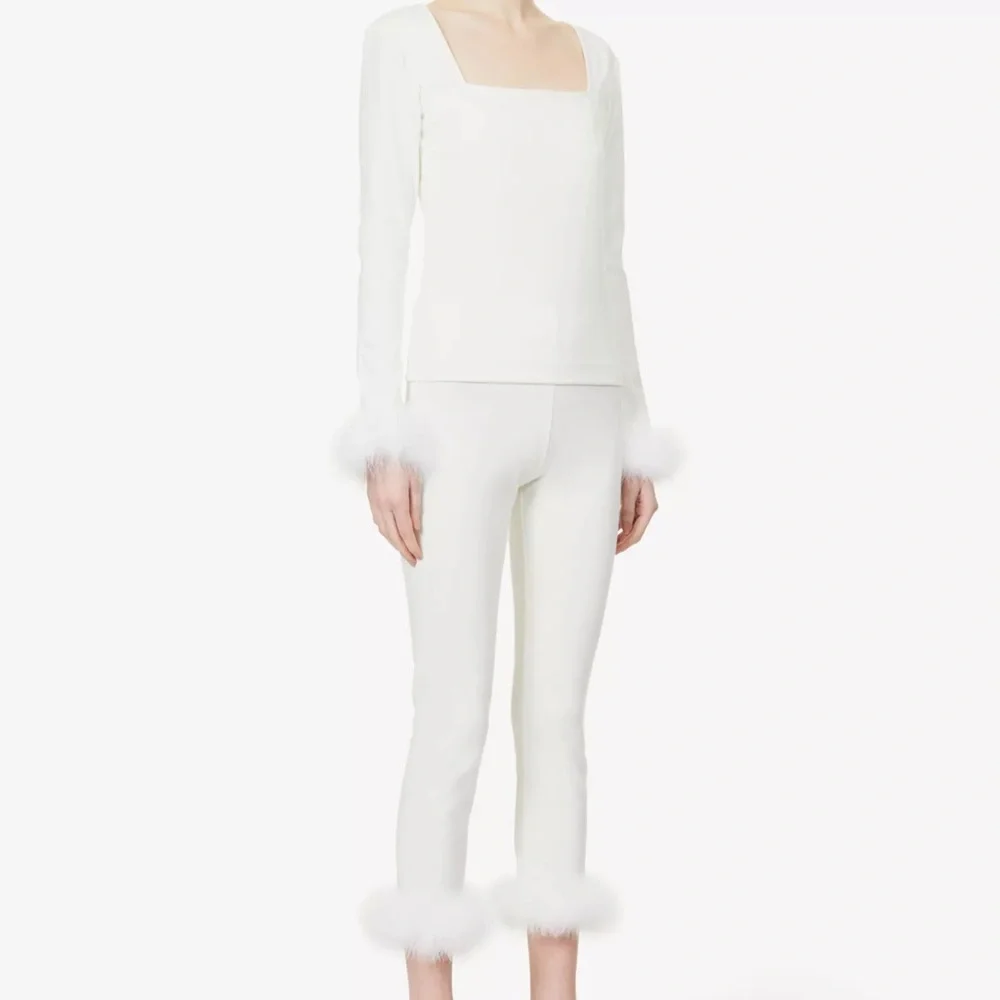Sleeper White Marabou-Trim Pajama Set